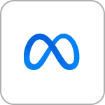 Meta symbol icon on white background with gray border