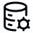 Black and white database icon with gear
